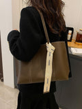 Knot Decor Large Capacity Tote Bag - Coffee Brown